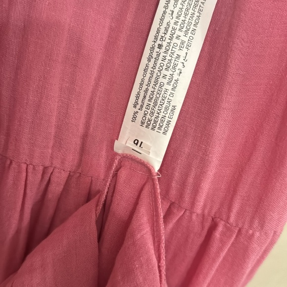 ZARA brand NEW with tags pink gauze cotton maxi dress with tie straps in Sz.L - Picture 9 of 9